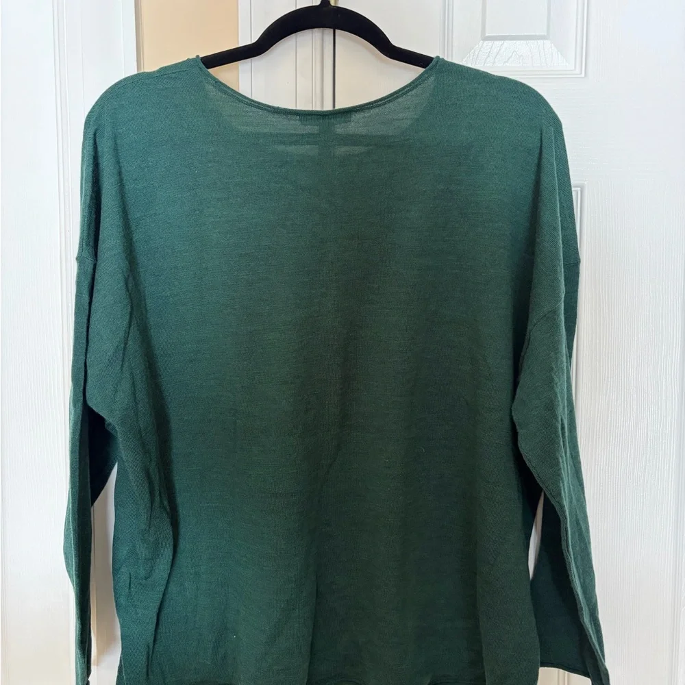 NWT Eileen Fisher Merino Wool Pullover Sweater Top XL Pine Green - Picture 2 of 3